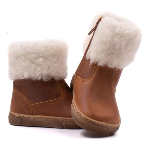 Boots zippees fourrees laine de mouton dolly marron Boni Sidonie La Redoute