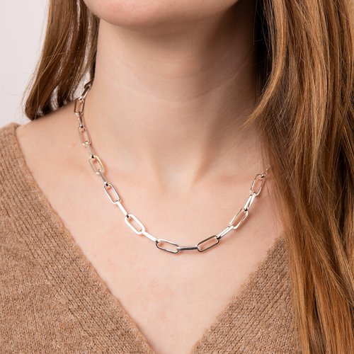 Sterling silver chunky link necklace silver coloured Beginnings La Redoute