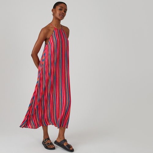Abito lungo plissettato sottili spalline rigato multicolore La Redoute Collections La Redoute