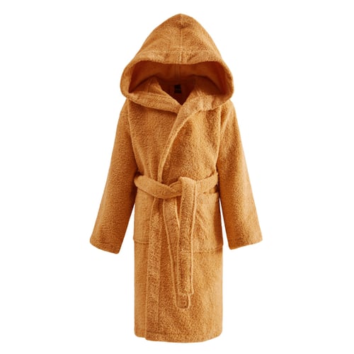 Peignoir Enfant à Capuche Velours Coton - Taille 12 Ans, Couleur Orange - 300 G/m², Poches, Ceinture - Sortie De Bain Douce Et Chaude - 9