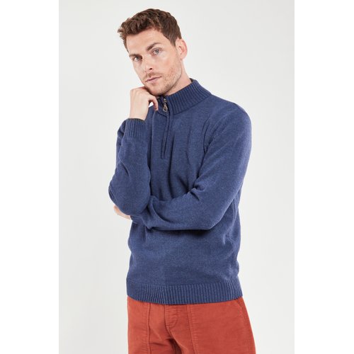 Pull col zippe laine bleu cargo Guy De Berac La Redoute