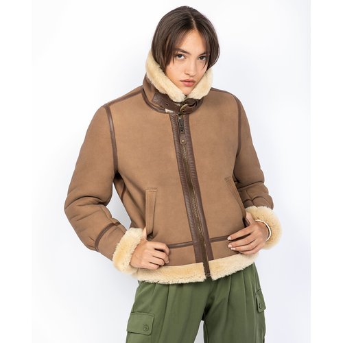 Lcw1255a bomber jacket in sheepskin and leather, camel, Schott