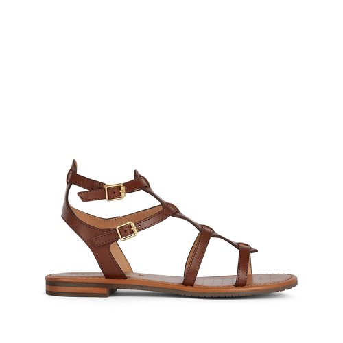 Sandales plates cuir marron top