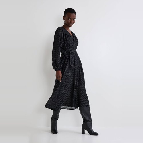 Robe longue ceinturee noir Monoprix La Redoute