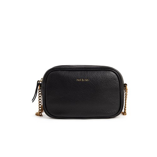 Geri grained leather handbag black Nat Nin La Redoute