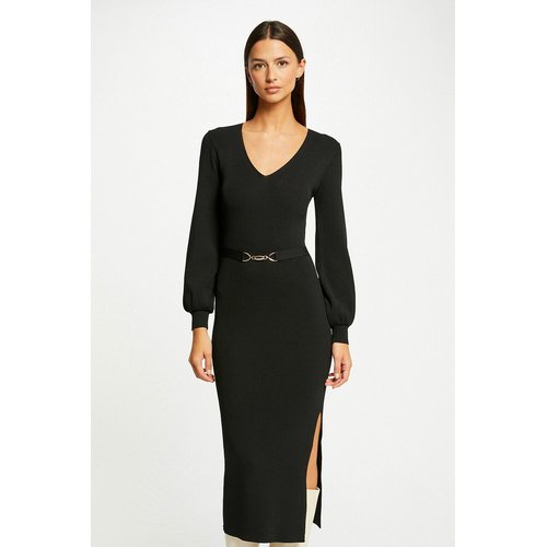 Fitted maxi jumper dress with embellishments, black, Morgan | La Redoute