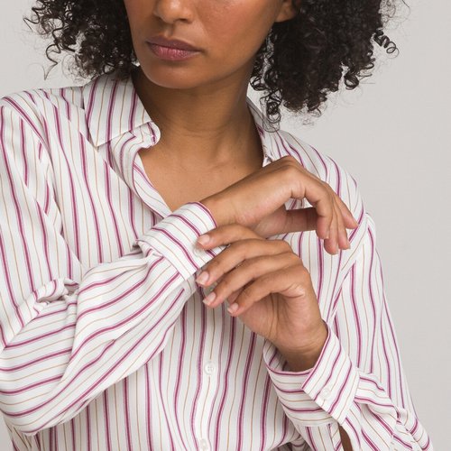 Chemise a rayures manches longues raye violet La Redoute Collections La Redoute