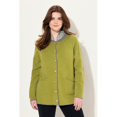 Cardigan long a col rond broderie cerf vert algue Ulla Popken La Redoute