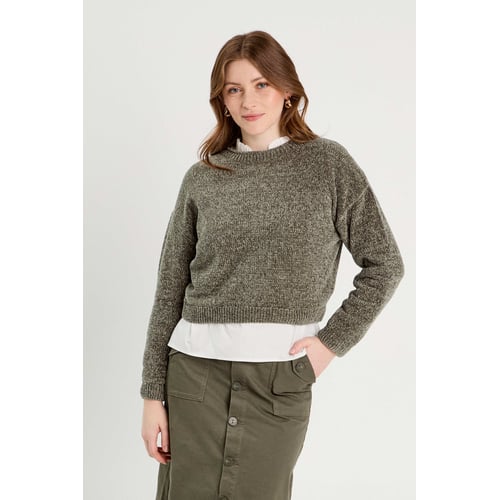 Pull Femme Cache Cache Vert Pomme - Taille 38/40 (M) - Occasion En Très Bon état - Laine Ou Coton