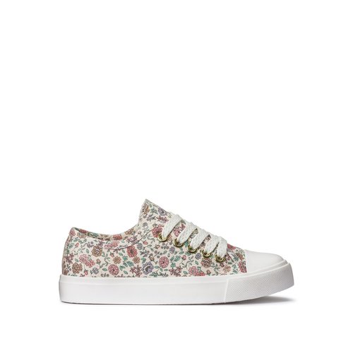 Kids floral print trainers in recycled canvas printed La Redoute Collections La Redoute