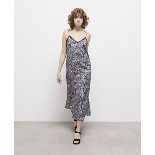 Robe droite imprimee longue fines bretelles The Kooples imprime noir blanc La Redoute
