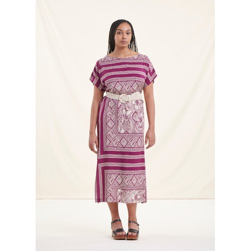 Robe longue fluide imprime foulard violet La Fee Maraboutee La Redoute