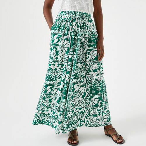 Floral full maxi skirt green print Anne Weyburn La Redoute