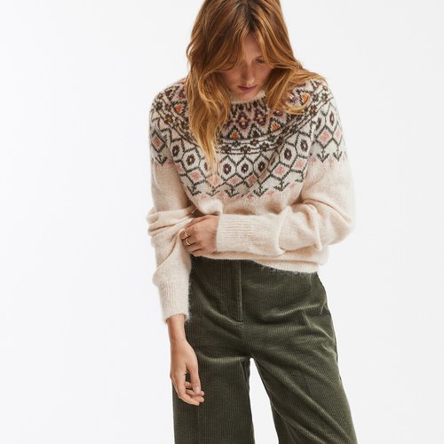 Jacquard high neck jumper in alpaca mix ivory jacquard La Redoute Collections La Redoute