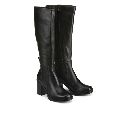Bottes en cuir a talons bout carre noir Mjus La Redoute