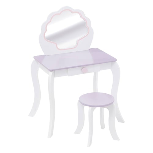 Coiffeuse Et Tabouret Enfant Atmosphera Sirène - Blanc 70.5x50.5x95cm | Meuble De Rangement Fille