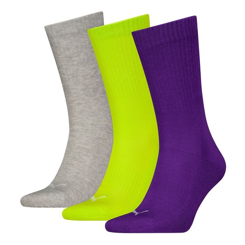 Pack of 3 pairs of socks in soft cotton mix purple lemon grey Puma La Redoute