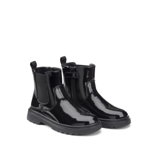 Kids patent chelsea boots with zip fastening black La Redoute Collections La Redoute