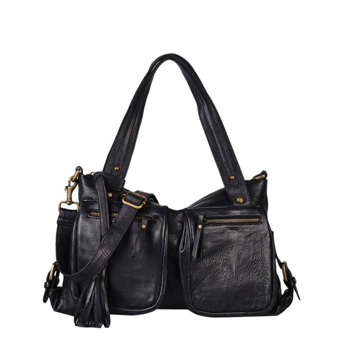Sac shopping cow cuir black Basilic Pepper La Redoute