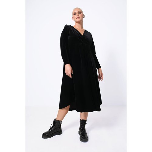 Robe longue cache coeur en velours uni noir Jean Marc Philippe La Redoute
