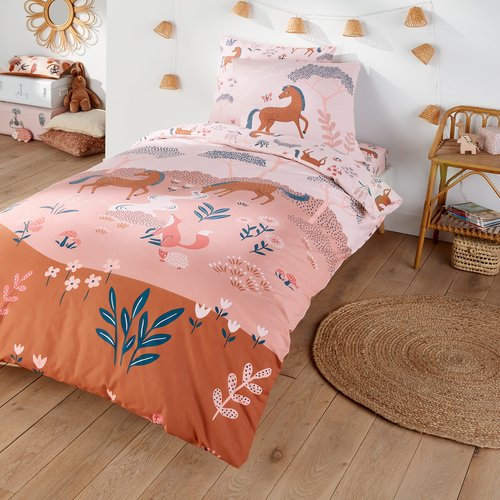 Bagatelle animal 100 cotton duvet cover pink print La Redoute Interieurs La Redoute