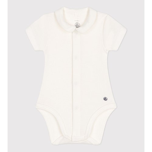 Body manches courtes a col claudine Petit Bateau blanc La Redoute