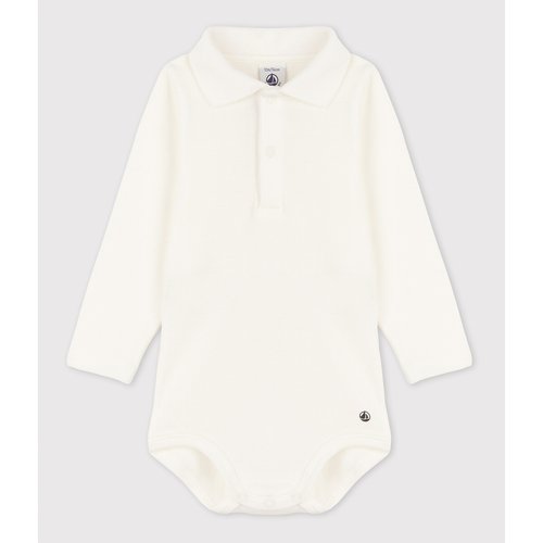 Body manches longues bebe col polo en coton Petit Bateau blanc La Redoute