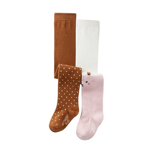 Lot de 2 paires de collants a pois animalier noisette Vertbaudet La Redoute