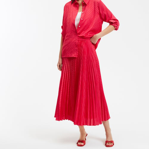 Gonna Midi A Pieghe Donna – Vita Alta, Tessuto Elasticizzato, Vestibilità Ampia E Comoda