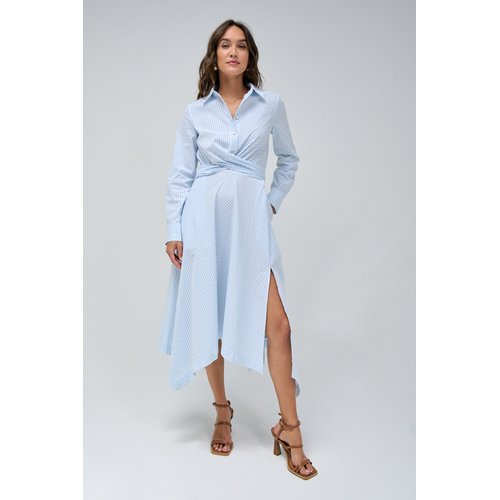 Robe midi asymetrique a rayures bleu marine Salsa Jeans La Redoute