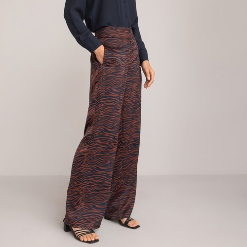 Pantalon large en satin imprime zebre La Redoute Collections imprime zebre La Redoute
