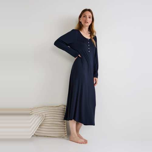 Chemise de nuit manches longues fluide unie