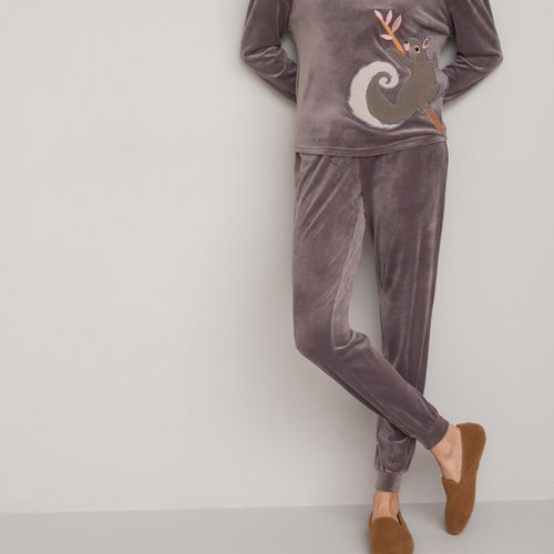 Animal print velour pyjamas grey La Redoute Collections La Redoute