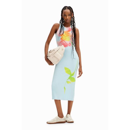 Robe midi fleur bleu Desigual La Redoute