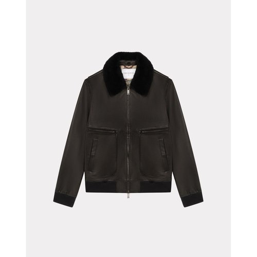 Blouson aviateur en cuir gyver vintage noir Chevignon La Redoute