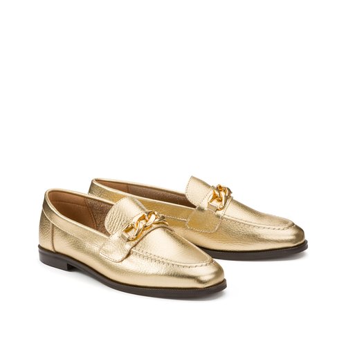 Metallic leather loafers hotsell