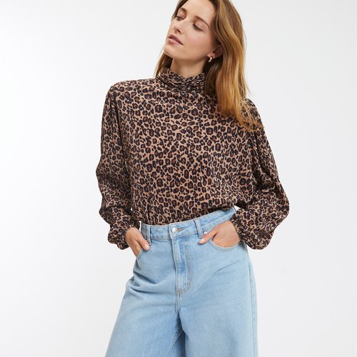 High neck leopard top store