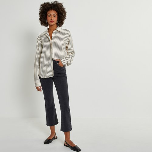 Striped long sleeve shirt ivory black striped La Redoute Collections La Redoute
