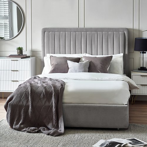 Hollis velvet bed grey So home La Redoute