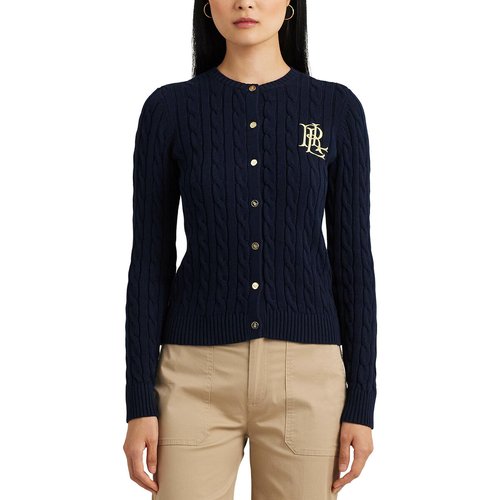 Ralhan cable knit cardigan with crew neck and button fastening
