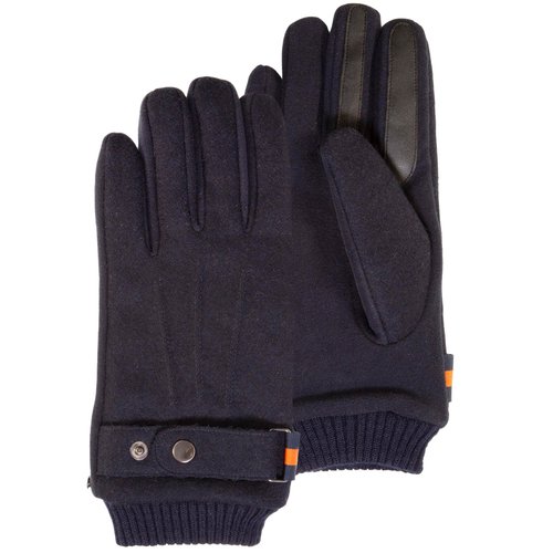 Gants tactiles en tissu laine doubles imitation fourrure bleu marine Isotoner La Redoute