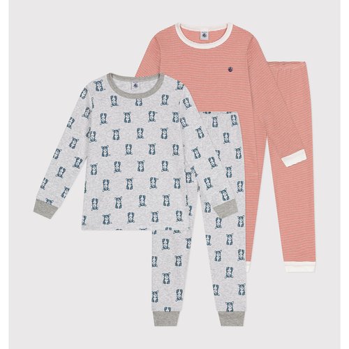 Confezione da 2 pigiami lunghi fantasia rigato Petit Bateau La Redoute