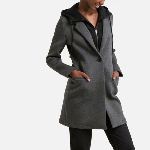 Manteau mi long avec doublure amovible capuche Ikks gris chine La Redoute