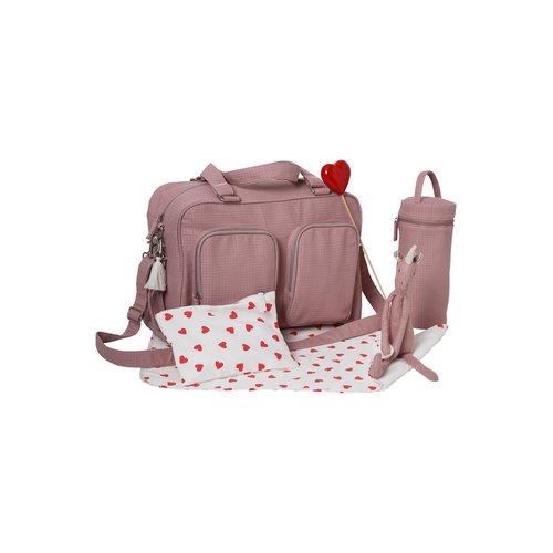 Sac a langer multipoches en coton nid d abeille family blush Vertbaudet La Redoute