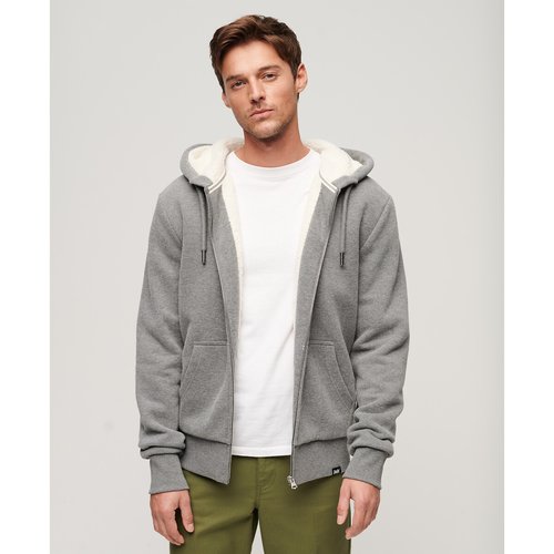 Sweat a capuche zippe essential borg Superdry gris anthracite La Redoute