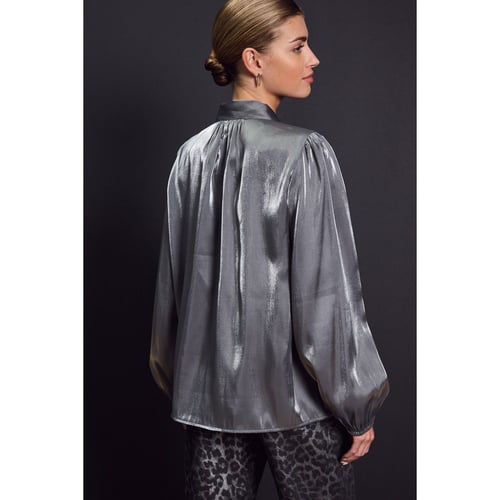 Haut / Chemisier Femme Noir Gris Métallisé - Taille S (PETIT), Occasion Très Bon état