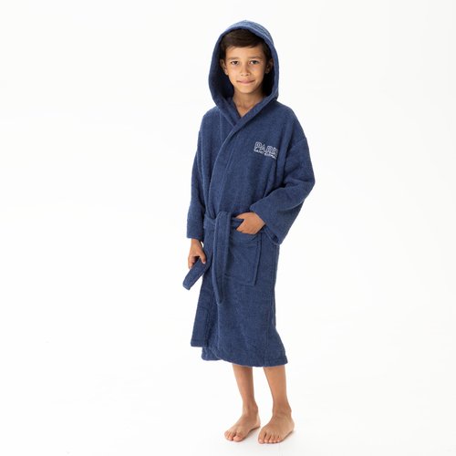Peignoir enfant brode 100 coton paris saint germain parisian bleu Psg La Redoute