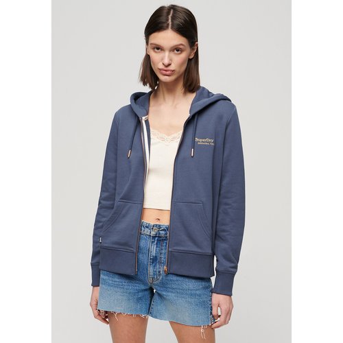 Essential logo lightweight hoodie in cotton with zip fastening navy blue Superdry La Redoute