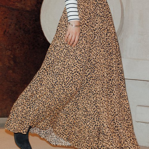 Jupe longue leopard imprime multicolore Promod La Redoute
