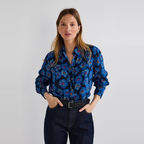 Chemise manches longues imprimee en soie